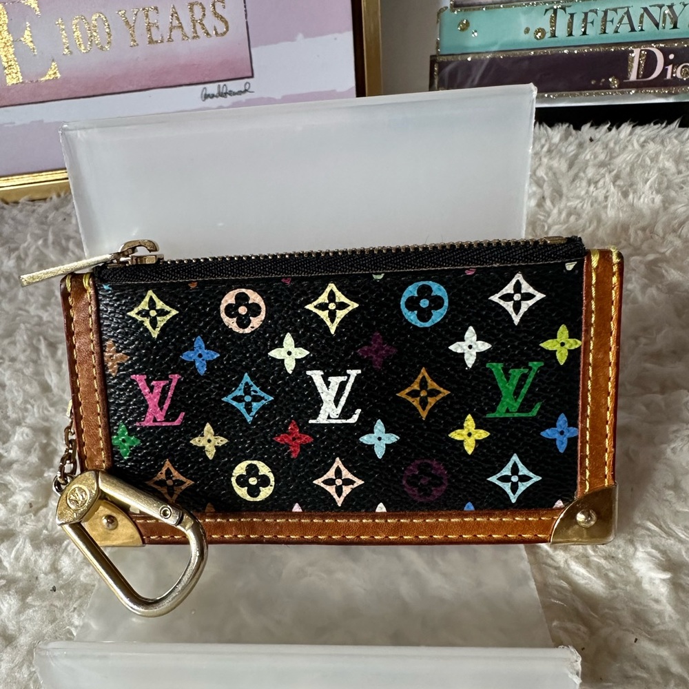 Louis Vuitton Murakami Multicolor Monogram Pochette Cles Black